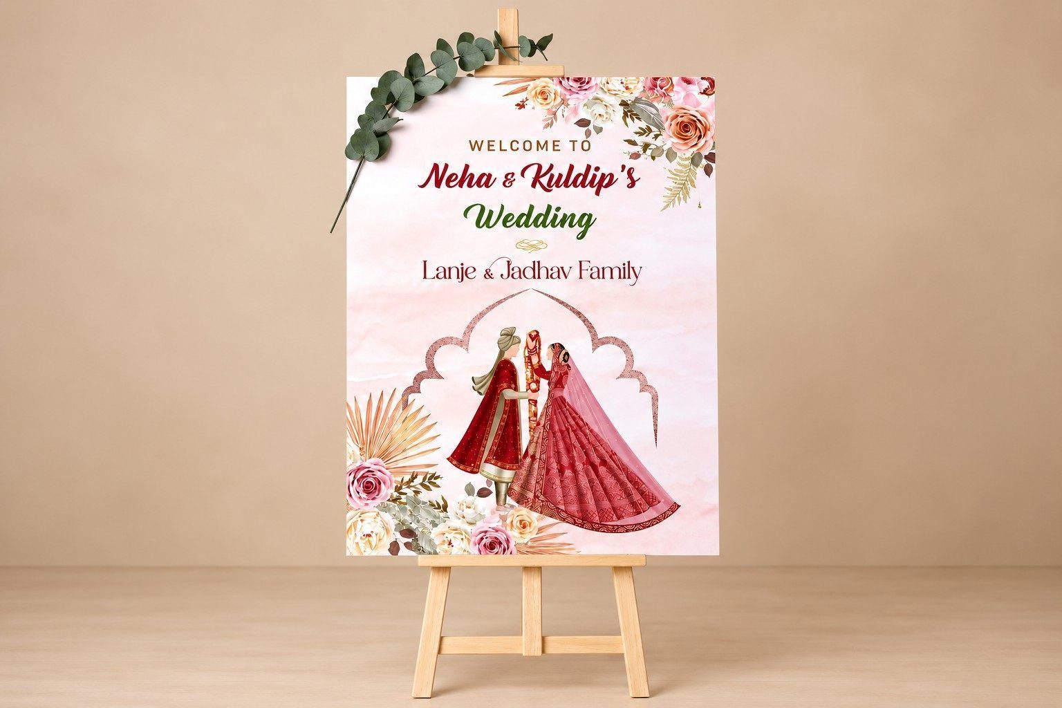 Personalized Indian Wedding Sign Welcome Board
